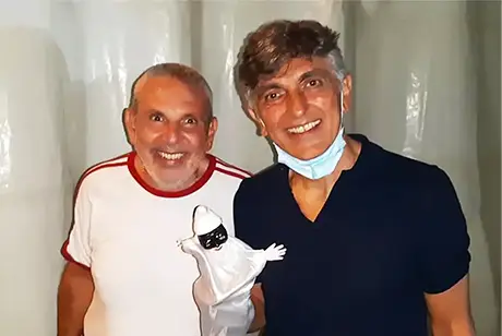 Antonino Mercurio con Vincenzo Salemi durante uno spettacolo