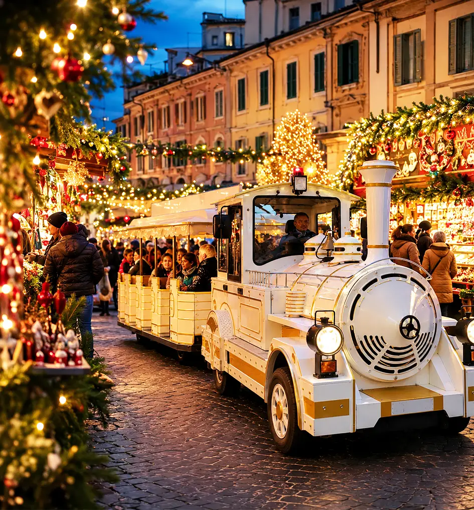 Il Trenino Mercurio tra le luci dei mercatini di Natale