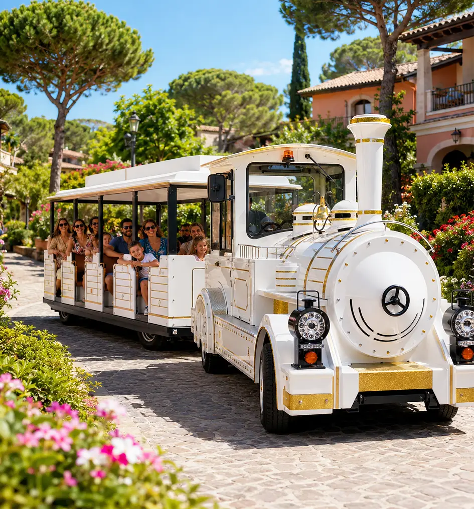 Il Trenino Mercurio come shuttle in un parco turistico